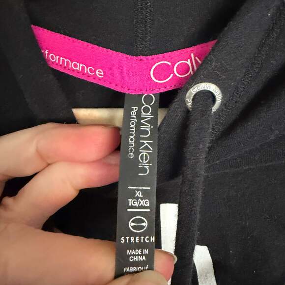 Calvin Klein Performance Women's Black Big Logo Long Sleeve Hoodie XL - Picture 2 of 4